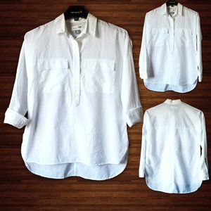 Women's White Poplin Tunic XS TP Cotton Shirt
